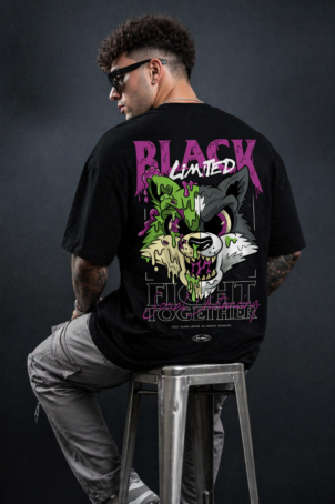 Black Streetwear Oversized T-Shirt
