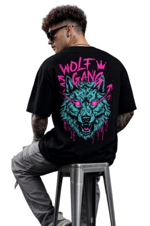 Wolf Gang Neon Streetwear Oversized T-Shirt (Black)