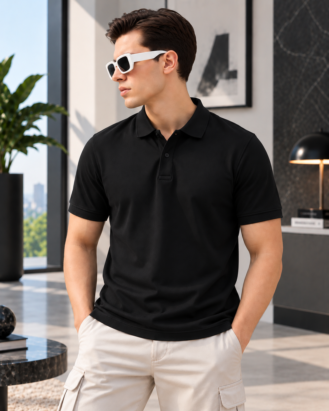 Classic black polo designed for modern everyday wear. - Image 2