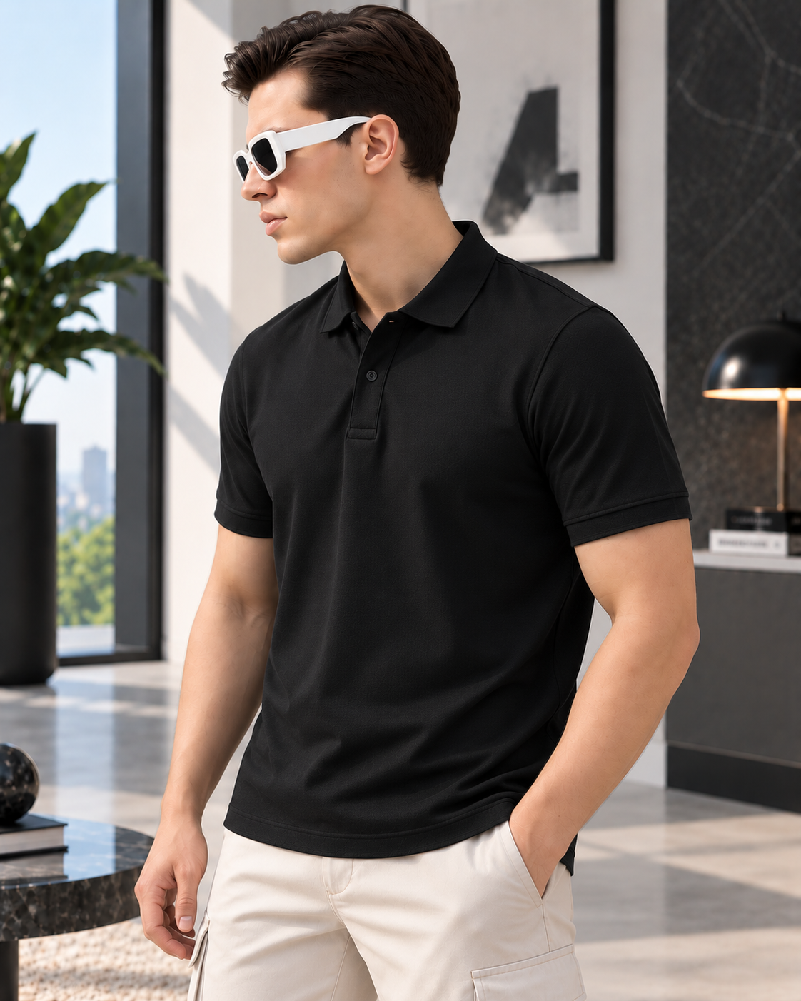 Classic black polo designed for modern everyday wear. - Image 3